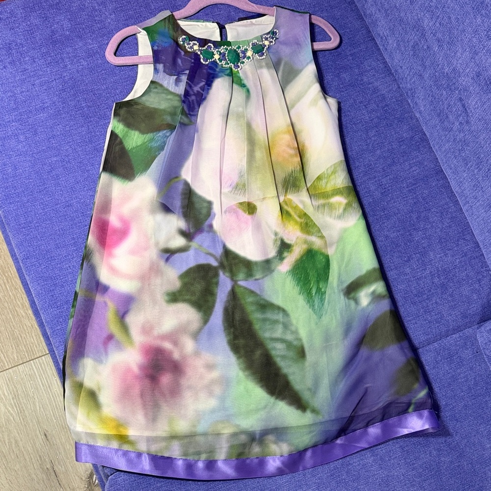 Floral Sleeveless Kids Dress - Multicolor